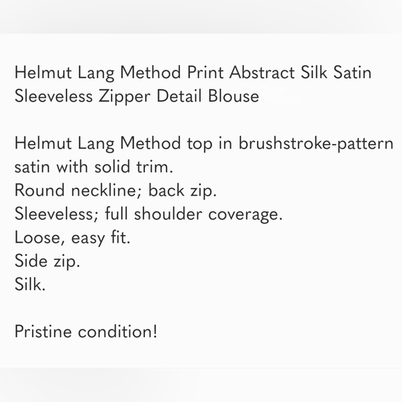 HELMUT LANG method tank black+white abstract side zip tunic sleeveless silk top - Picture 2 of 7
